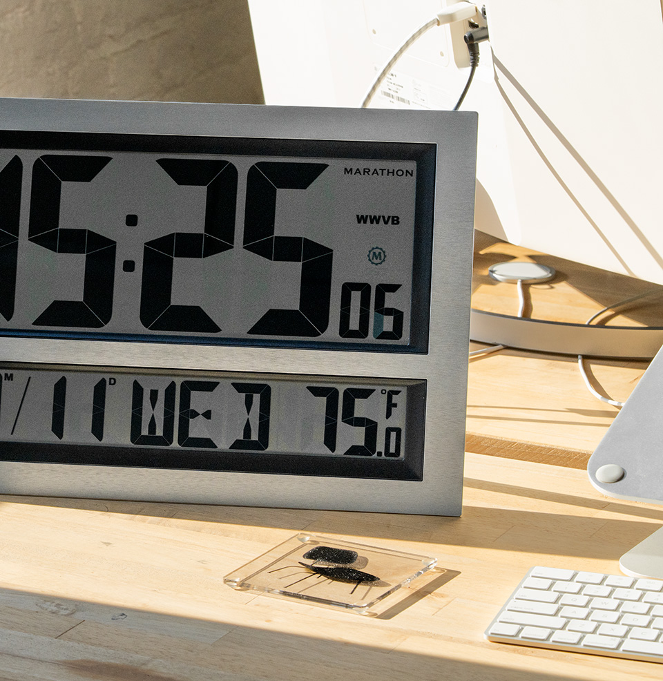 Marathon Jumbo Self-Setting Wall Clock Brushed Finish