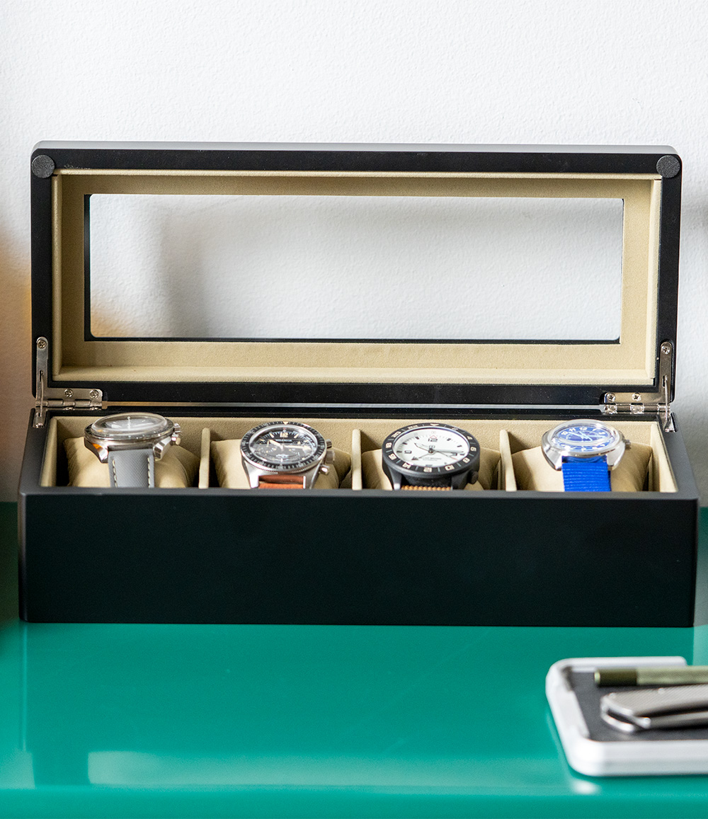 Bey-Berk International 4-Slot Watch Box