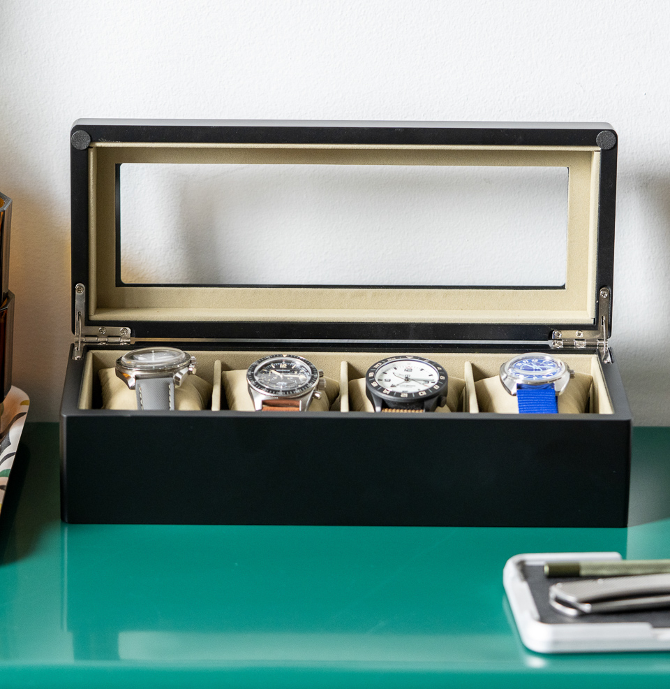 Bey-Berk International 4-Slot Watch Box 4-Slot Watch Box