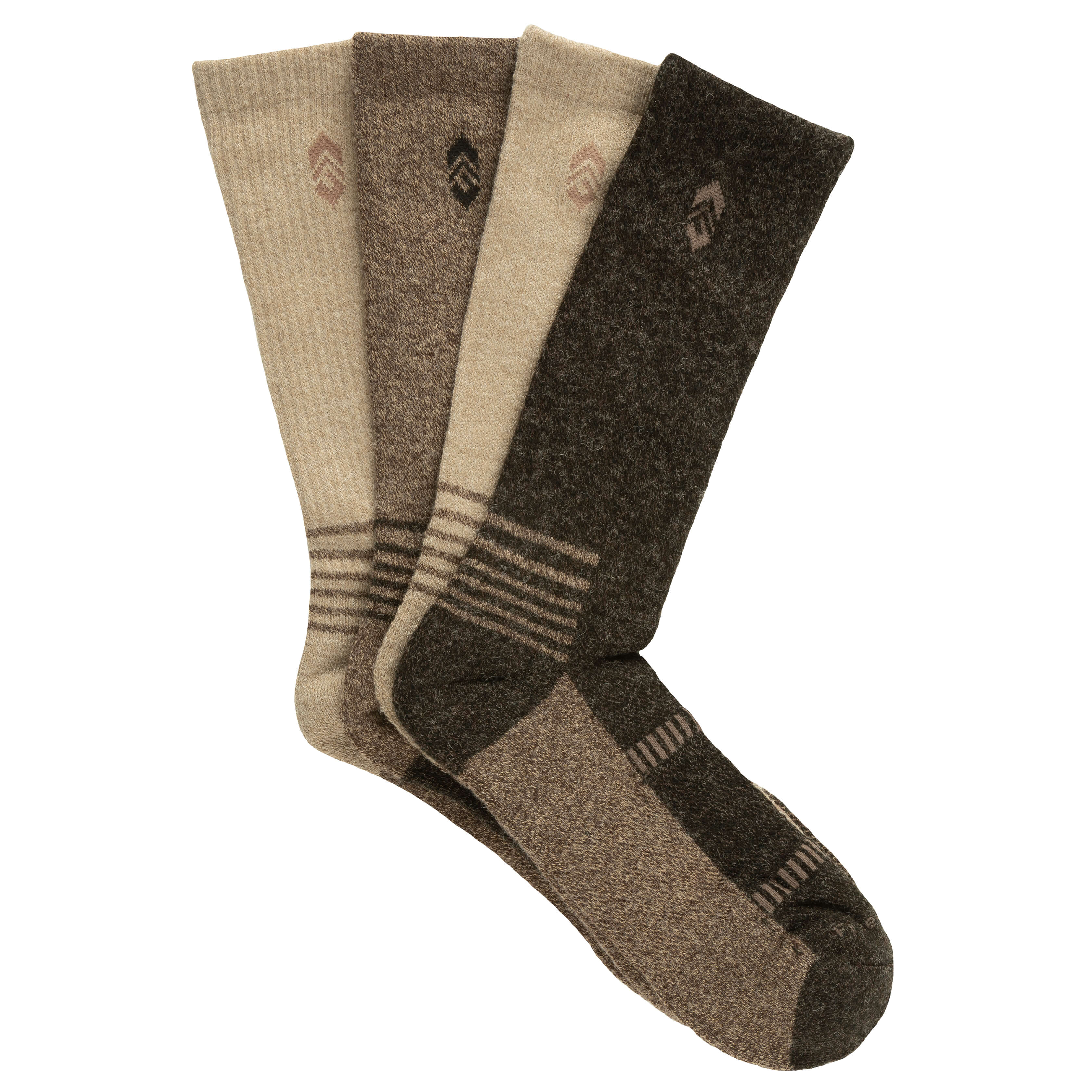 Men's Wool-Blend Marled Brown Crew Socks