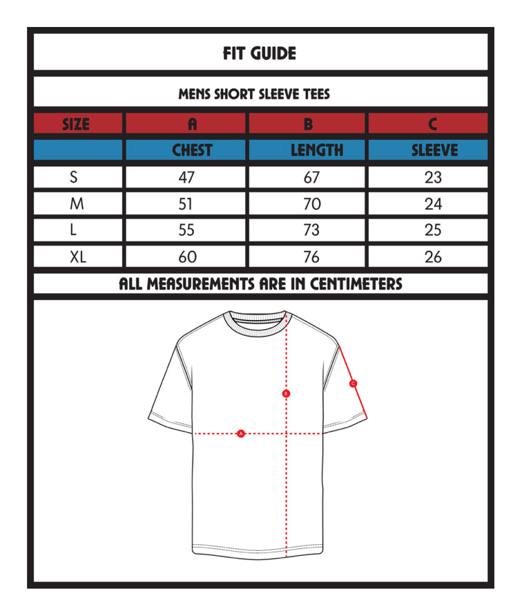 Tee size guide