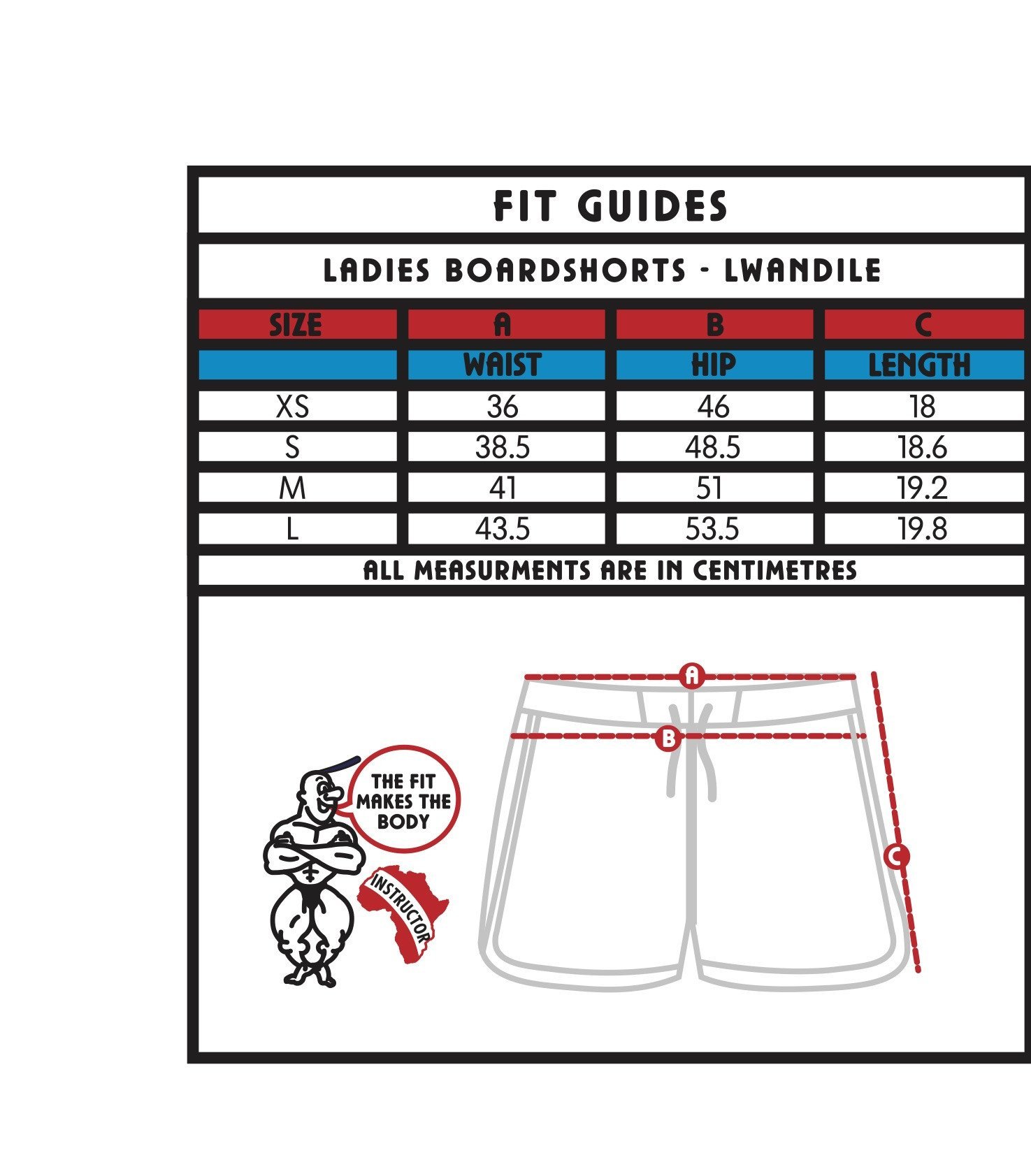 Shorts size guide