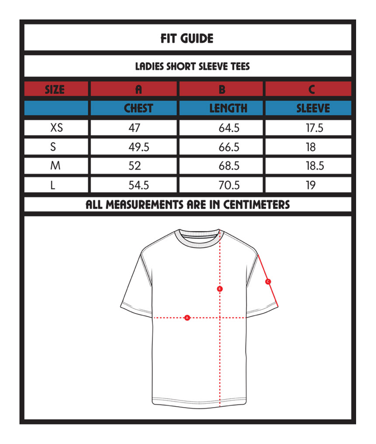 Tee size guide