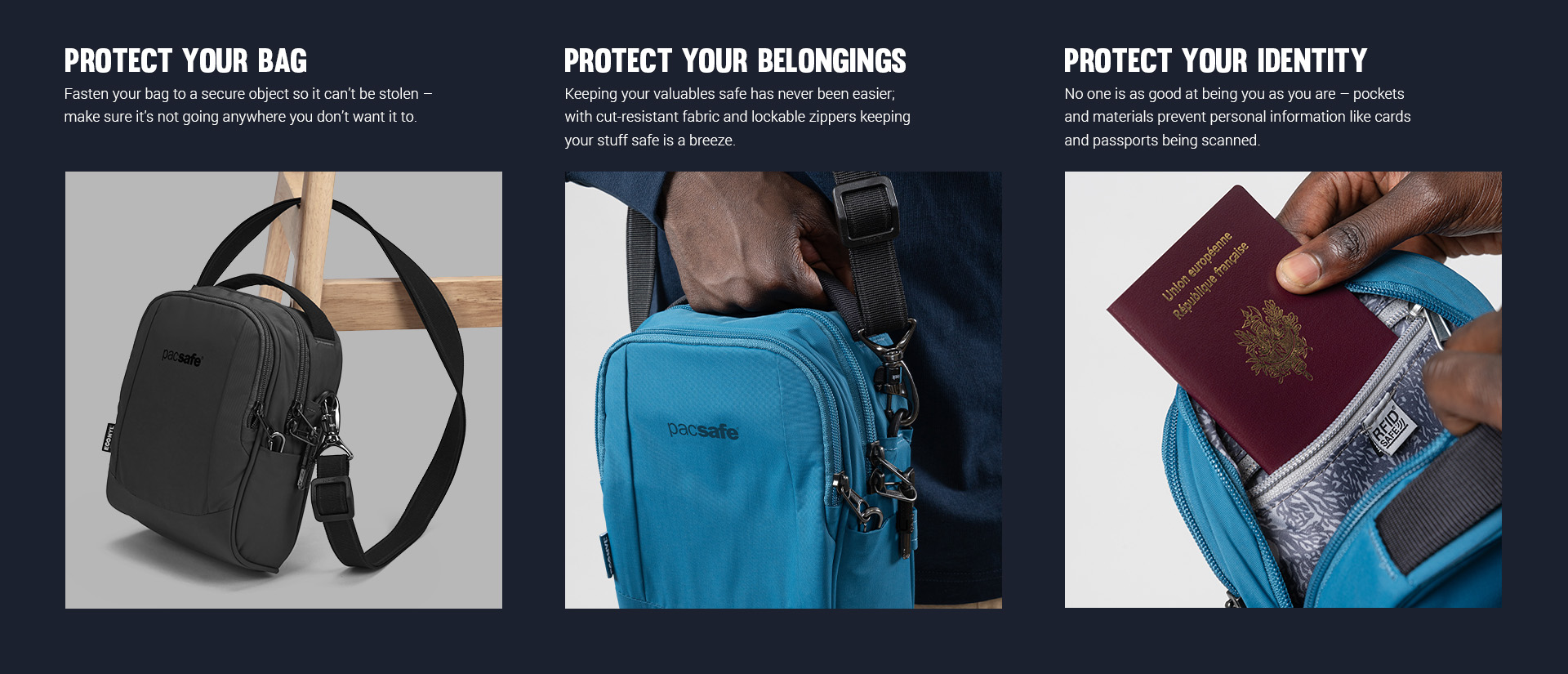 Pacsafe® LS100 anti-theft crossbody bag