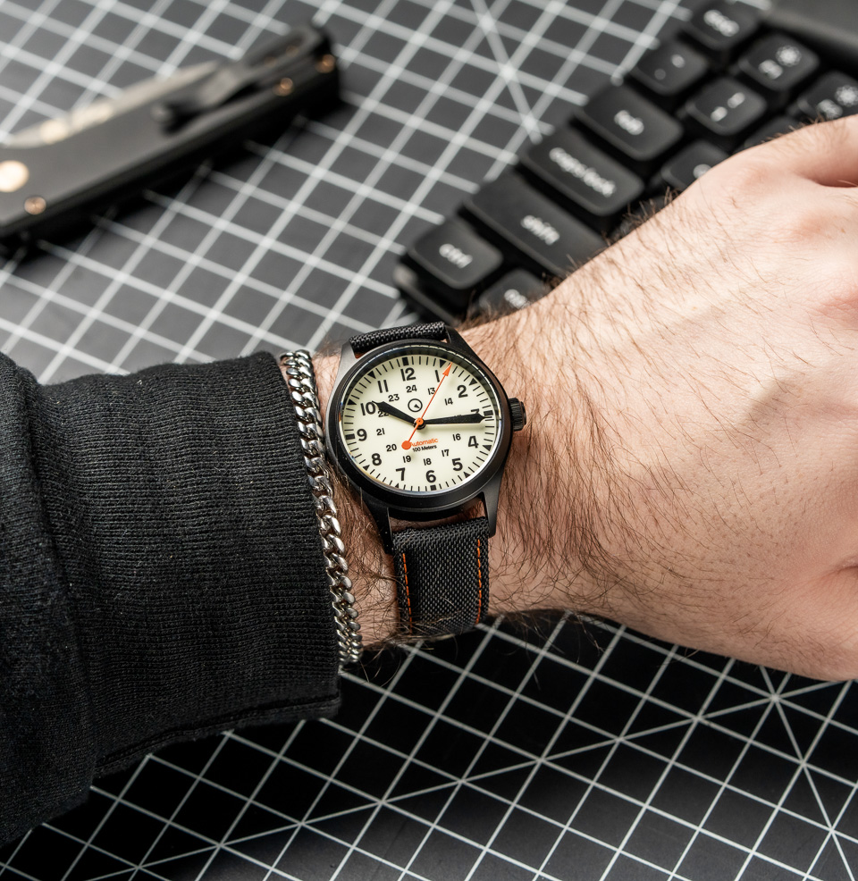 Islander Mitchel Black DLC Field Watch 39mm Stainless Steel Case