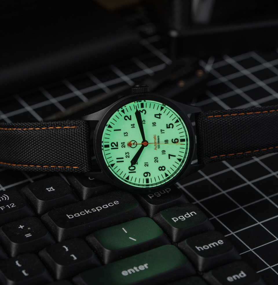 Islander Mitchel Black DLC Field Watch Luminous Paint