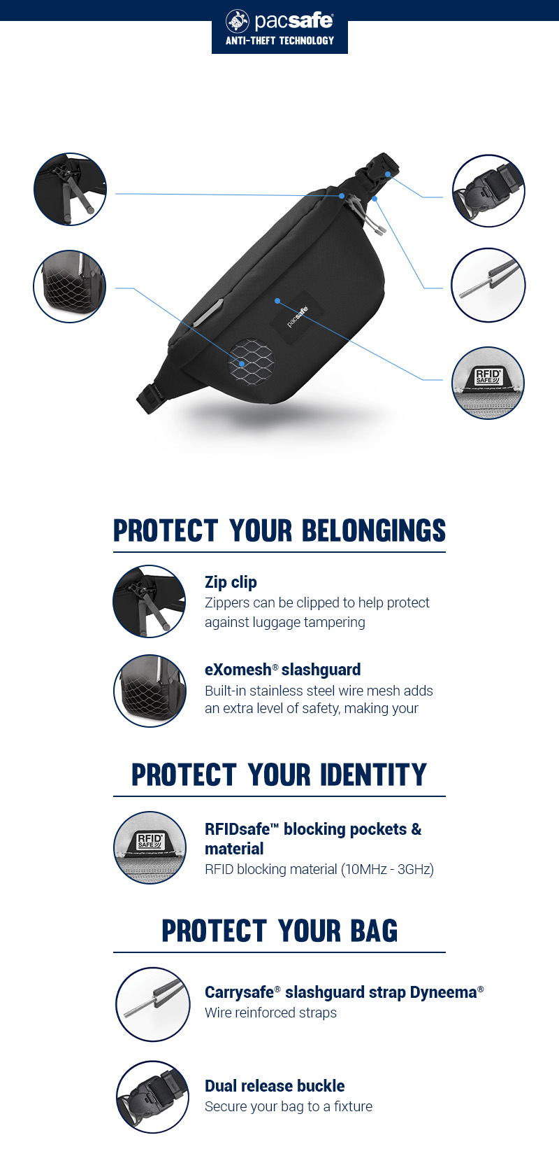 Pacsafe® GO anti-theft sling pack