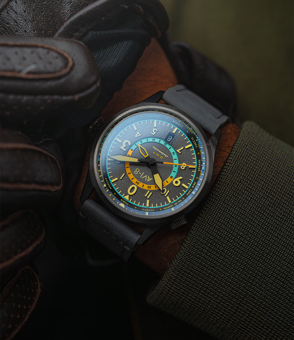 AVI-8 Flyboy Wingman Worldtimer GMT Automatic Tropical Grey Watch