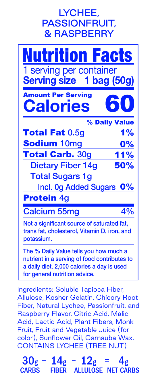 Sweet / 6 bags nutritional panel
