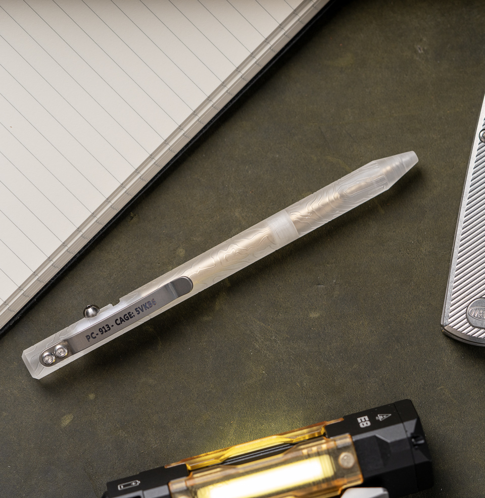 Polycarbonate MaxMadCo Bolt Action Pen - GEN 2 Topographic engraved pattern