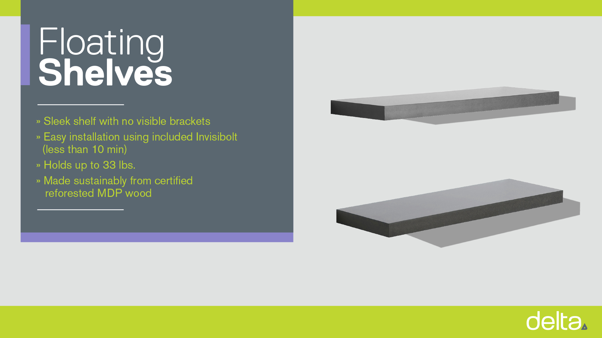Floating Shelves (2 Pack), Black, 1