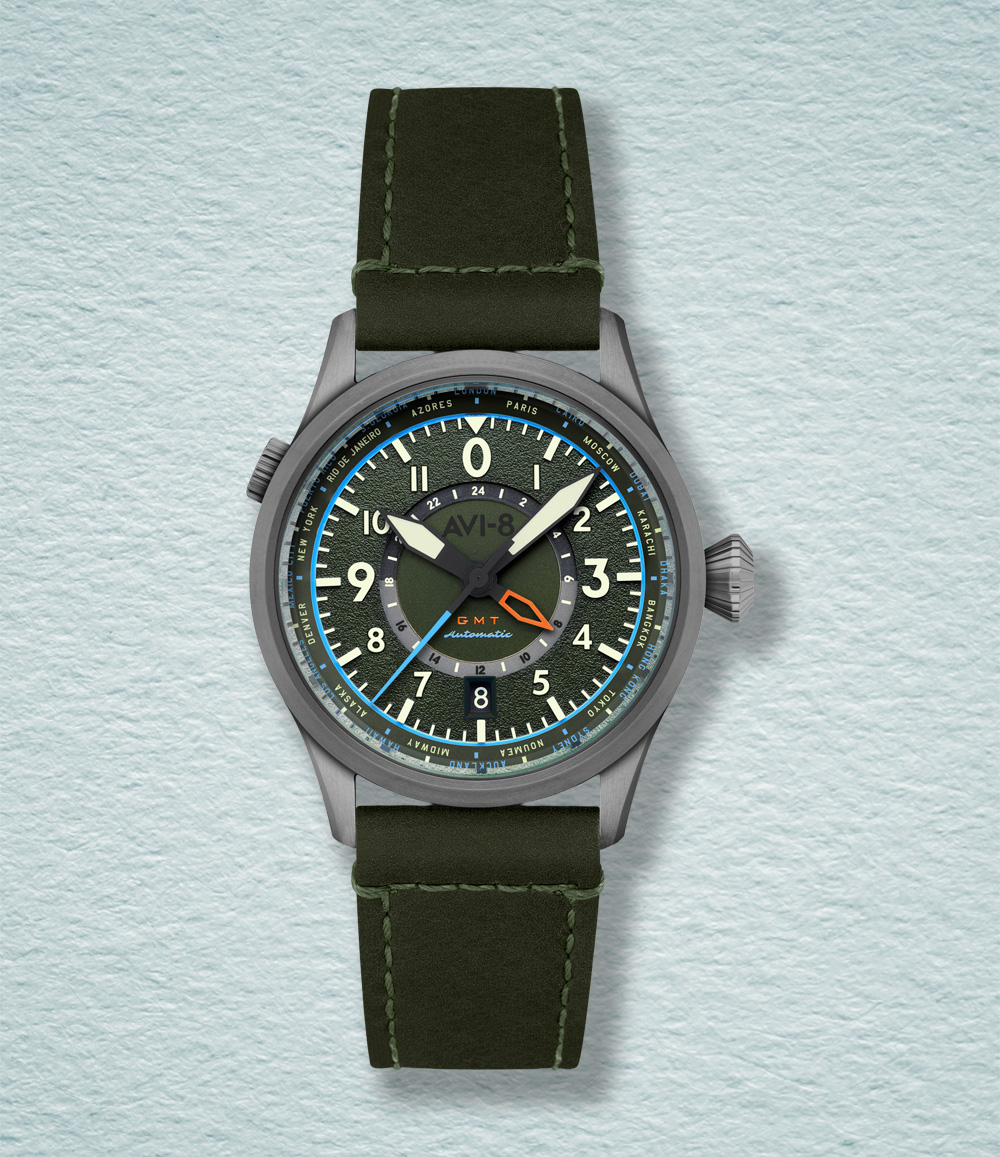 AVI-8 Flyboy Wingman Worldtimer GMT Automatic Jungle Green Watch