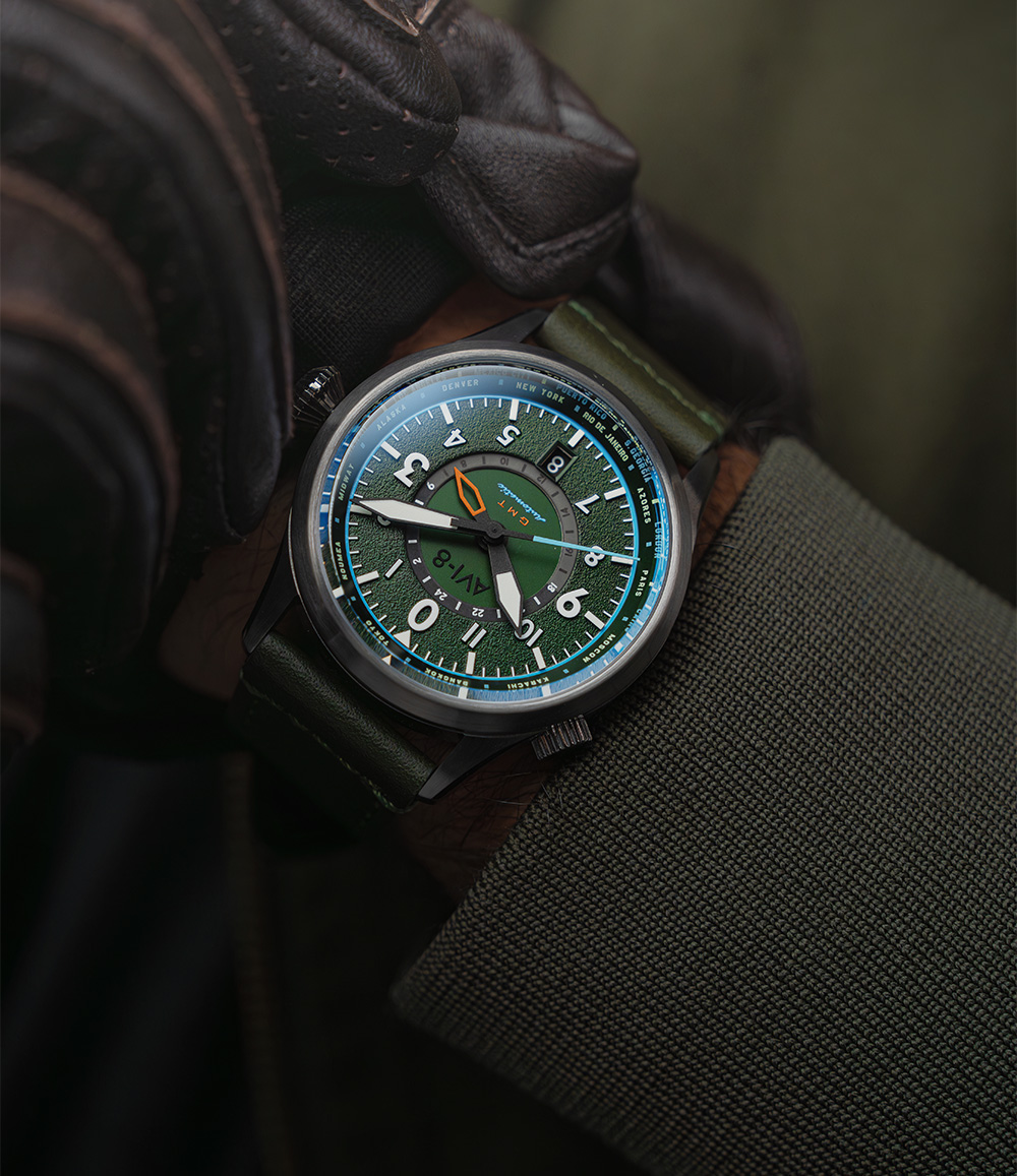 AVI-8 Flyboy Wingman Worldtimer GMT Automatic Jungle Green Watch