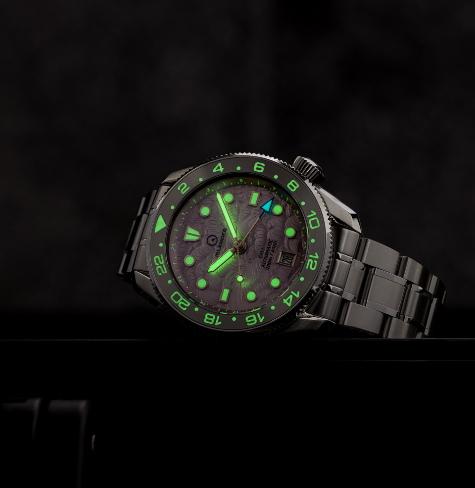 Islander JFK Automatic GMT Watch (2026) Lume Throughout