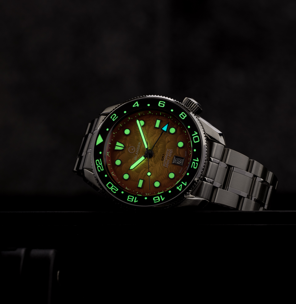 Islander JFK Automatic GMT Watch (2026) Lume Throughout
