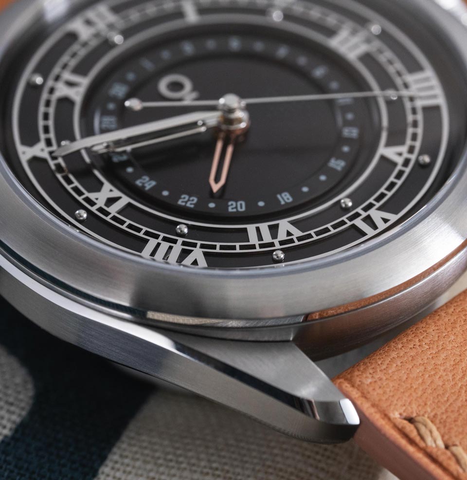 Coriolis Pointer Date - Rhodium Black The dials feature a lot of depth and texture