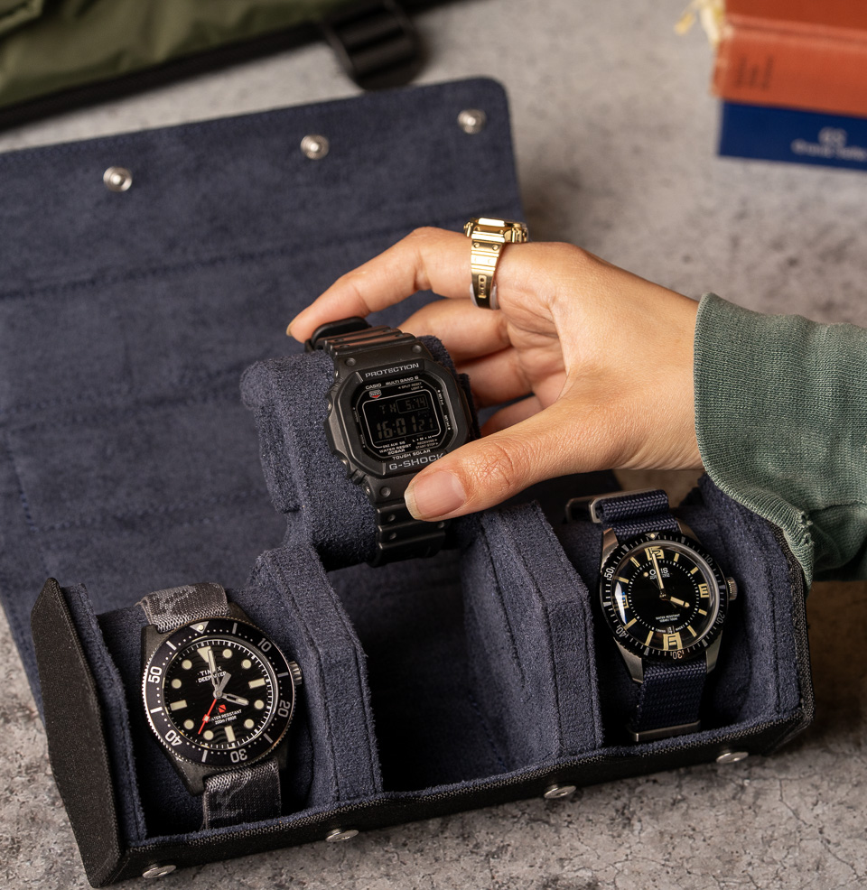 Arsenale Esagono 3-Slot Watch Roll 3-Watch Capacity