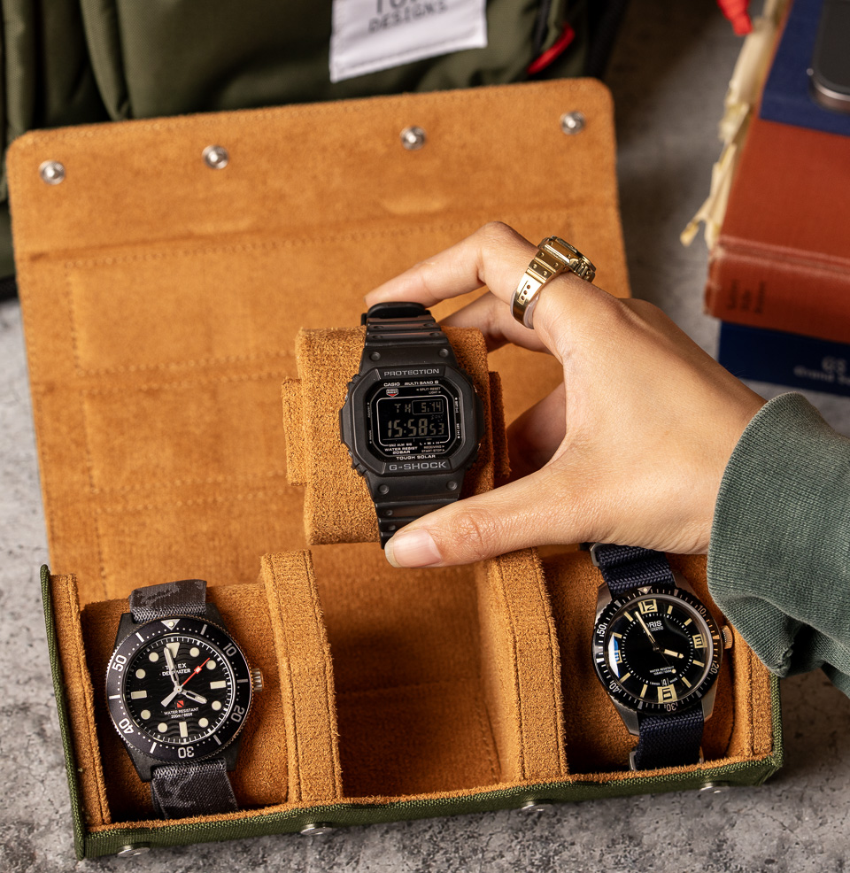 Arsenale Esagono 3-Slot Watch Roll 3-Watch Capacity