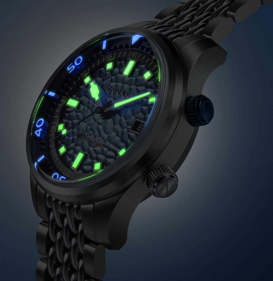 Bradner Automatic Glacier Blue Luminous Details