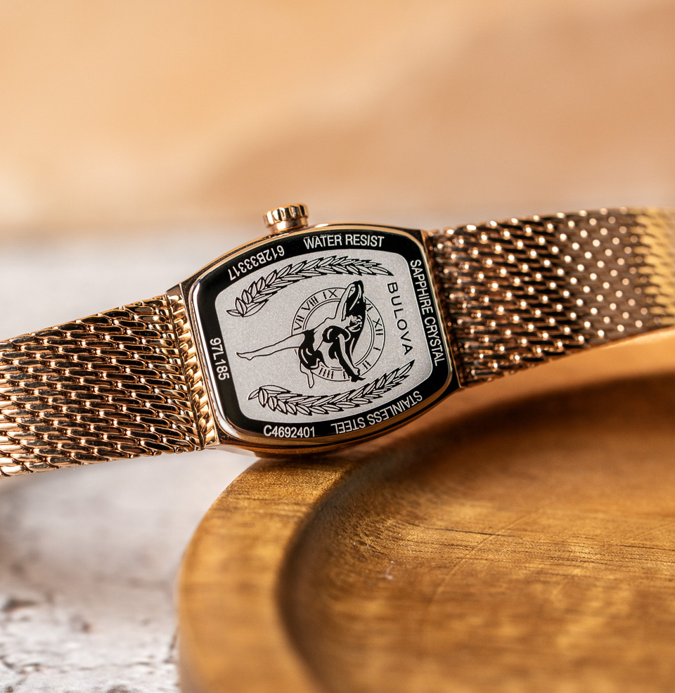 Bulova Goddess of Time Engraved Goddess of Time Caseback