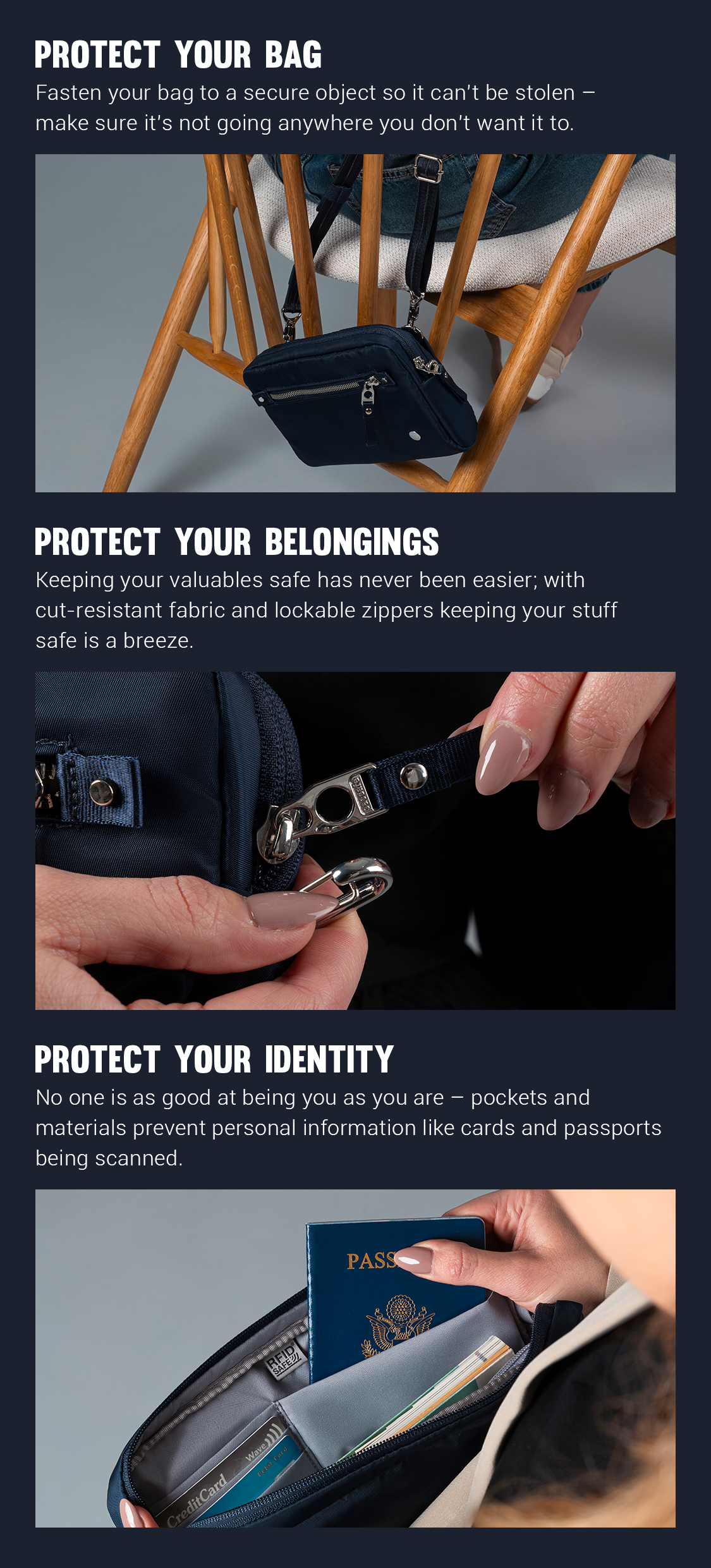 Pacsafe® W anti-theft 3-in-1 sling