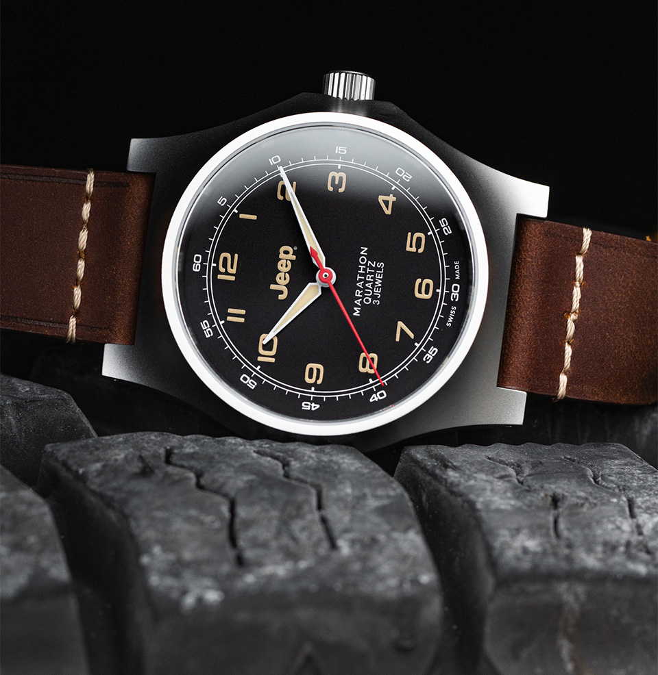 Marathon x Jeep® 41mm Willys — Officer's Field Watch Jeep Wrangler 1941 dial treatment