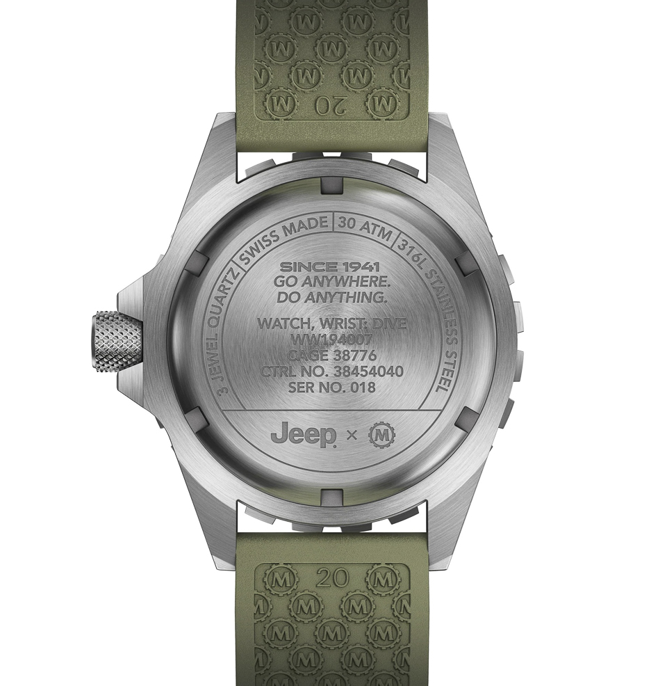 Marathon x Jeep® 41mm Rubicon — Diver's Watch Solid STEEL CASE BACK WITH MILITARY SPECS