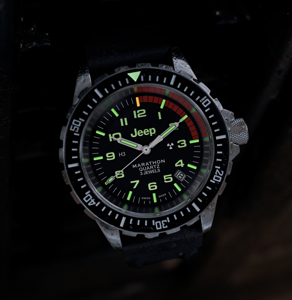 Marathon x Jeep® 41mm Rubicon — Diver's Watch Red-line 15-minute count-up