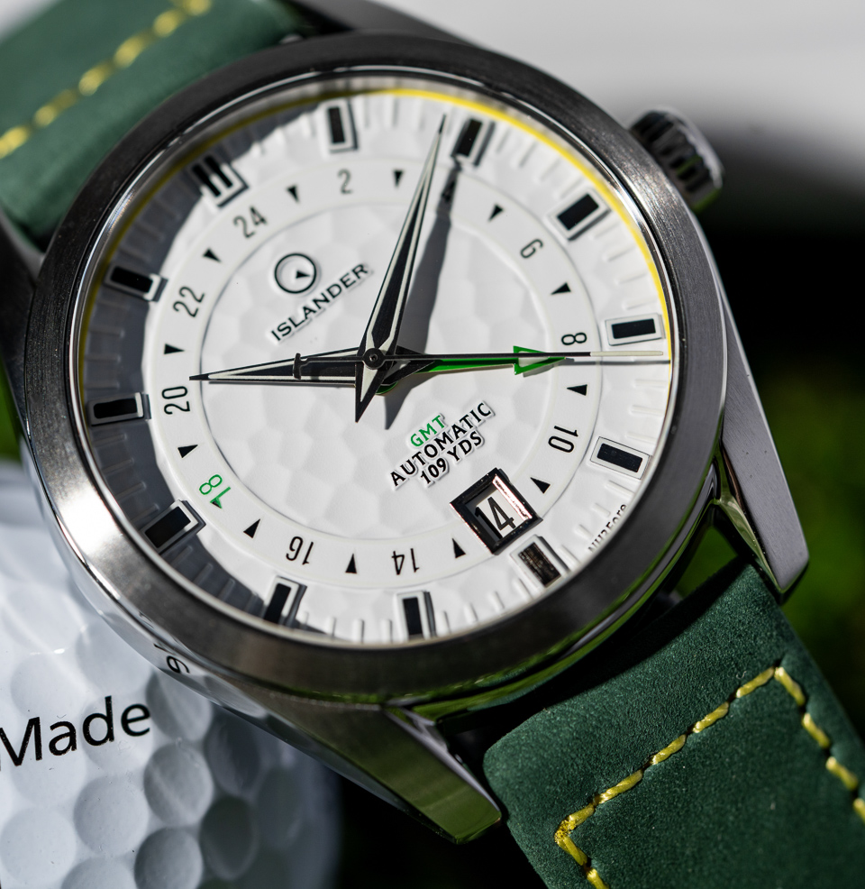 Islander Melville GMT Watch Domed sapphire with AR, front and back