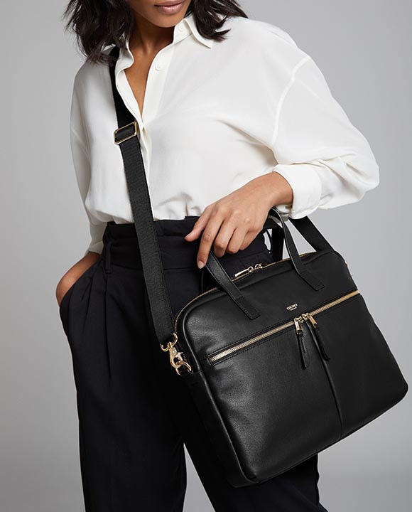 KNOMO Hanover Leather Laptop Briefcase - 14" Feature Rectangle Image 1 | knomo.com