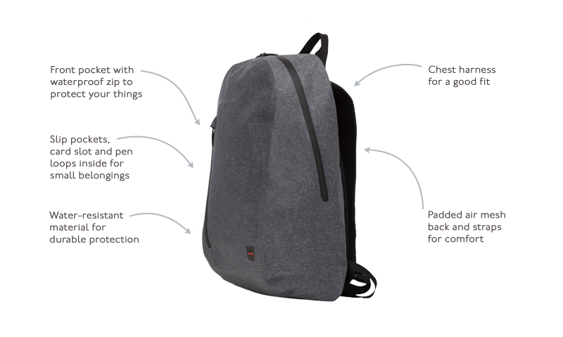 KNOMO Harpsden Water-Resistant Laptop Backpack - 14" Product Features Annotated Image | knomo.com