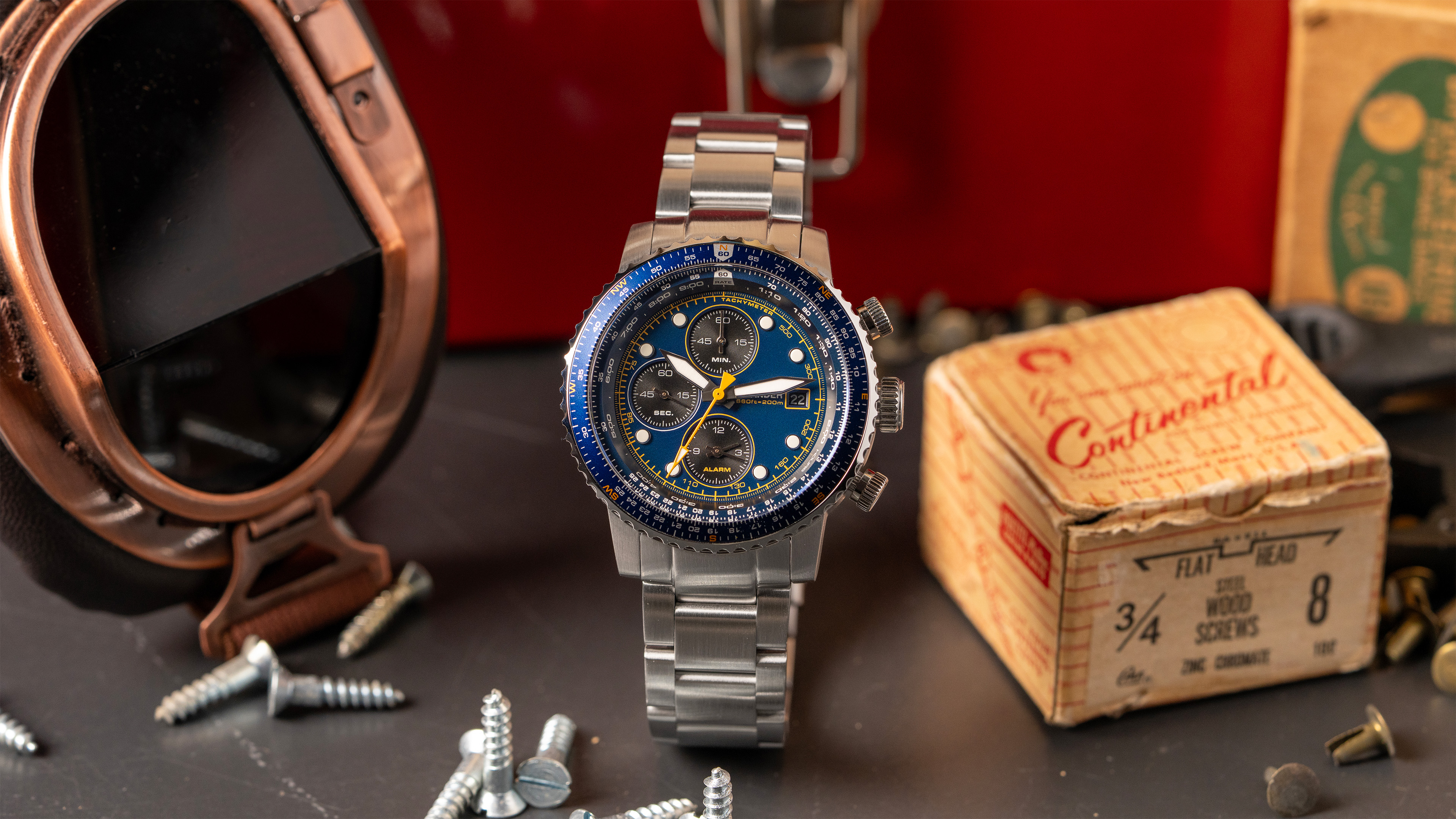 【ファイブスタートイ】『カレクック＆スカイマン』（SwimydesignLab） Islander Calverton Flight Chronograph Alarm Watch – Windup Watch Shop