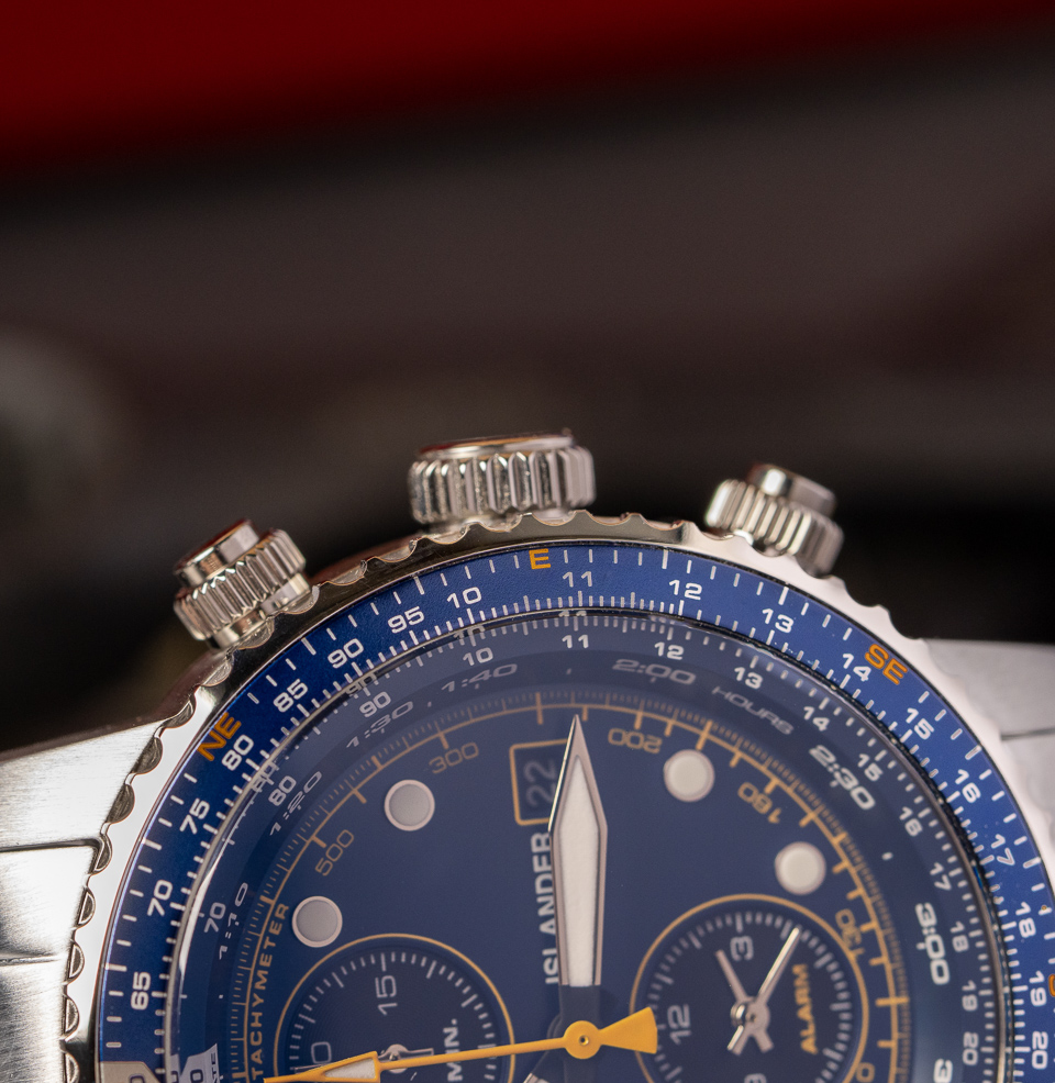 Islander Calverton Flight Chronograph Alarm Watch Screw-Down Crown & Pushers