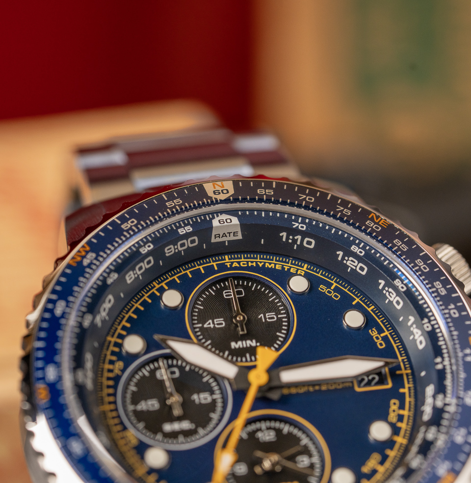 Islander Calverton Flight Chronograph Alarm Watch Slide Rule Bezel 