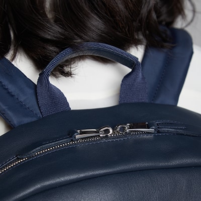 KNOMO Beaux Leather Laptop Backpack - 14" Feature Square Image 2 | knomo.com