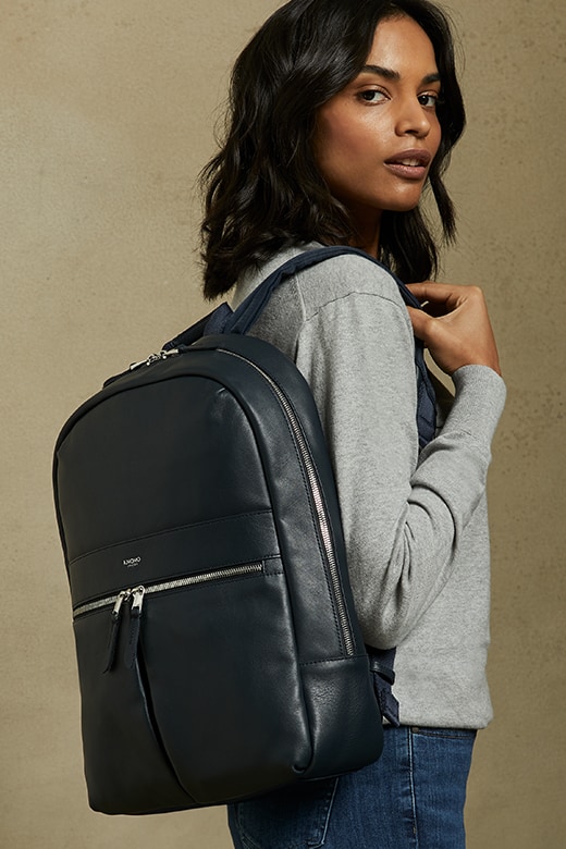 KNOMO Beaux Leather Laptop Backpack - 14" Feature Rectangle Image 1 | knomo.com