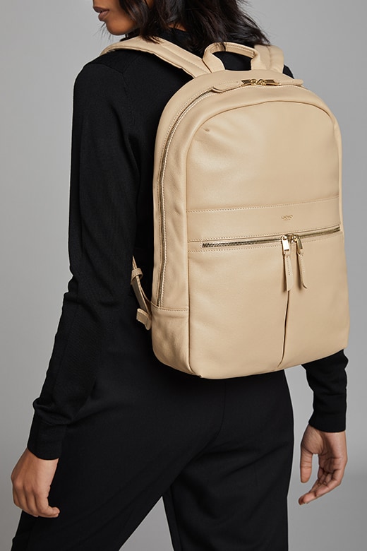 KNOMO Beaux Leather Laptop Backpack - 14" Feature Rectangle Image 2 | knomo.com