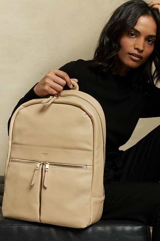 KNOMO Beaux Leather Laptop Backpack - 14" Feature Rectangle Image 1 | knomo.com