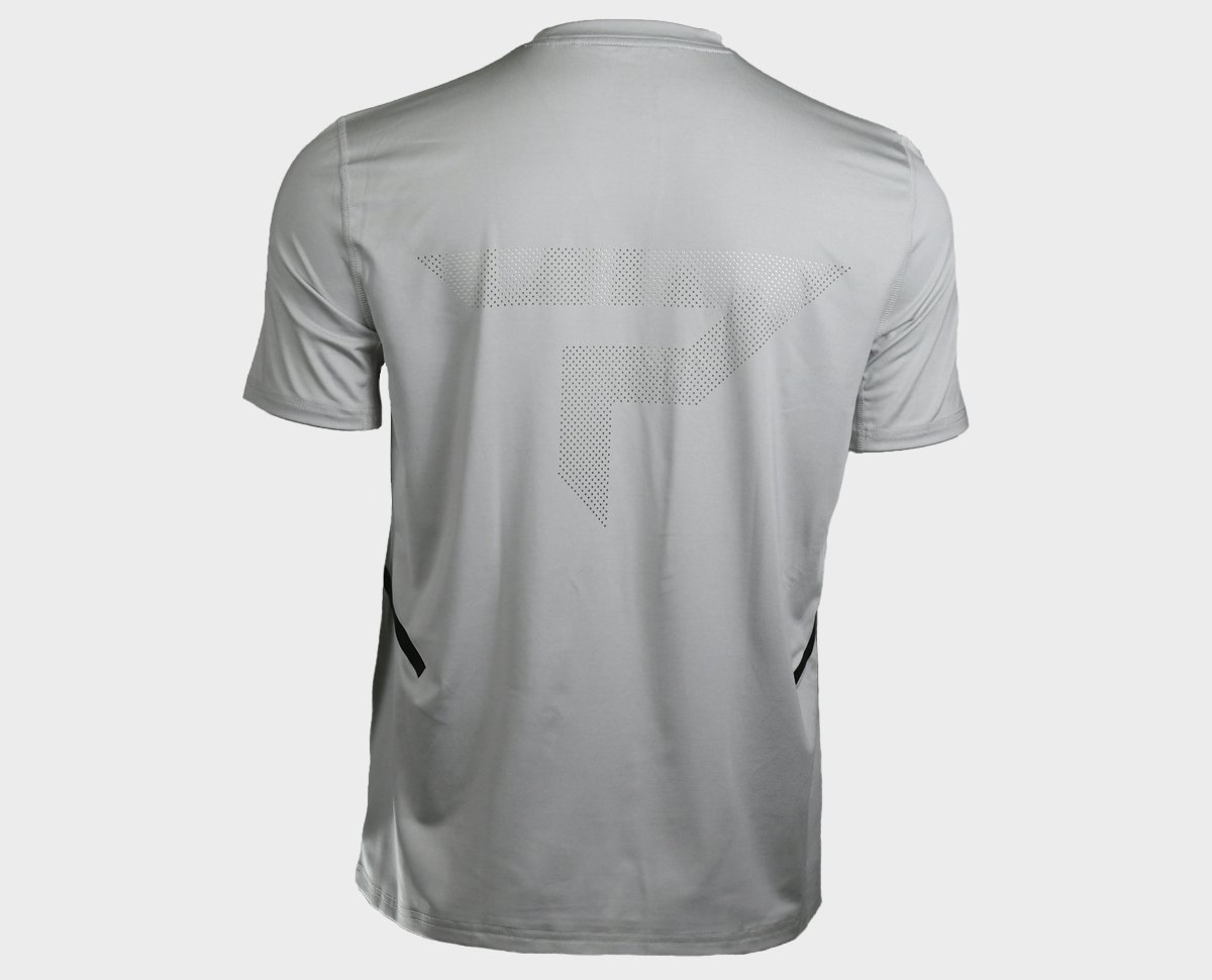 back view of Men's performance short sleeve tee in glacier grey - large size