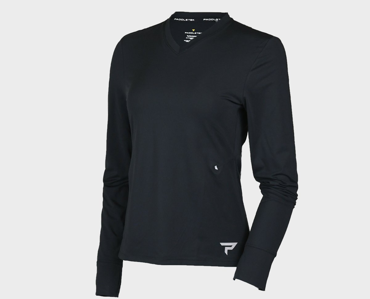 Women's Performance Long Sleeve Tee - Black - Front View Large Size