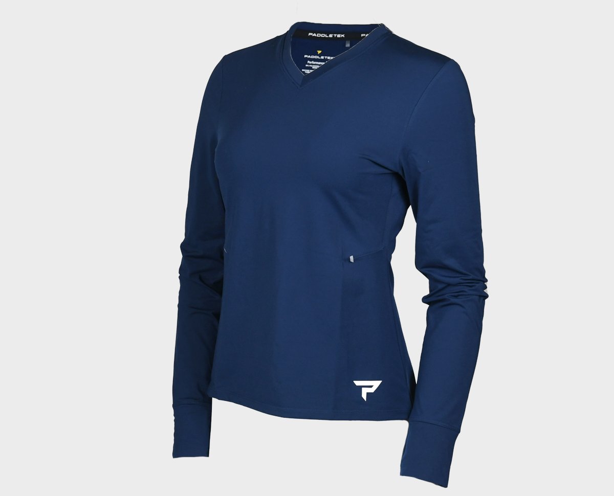 Women's Performance Long Sleeve Tee - Navy - Front View Extra Small Size