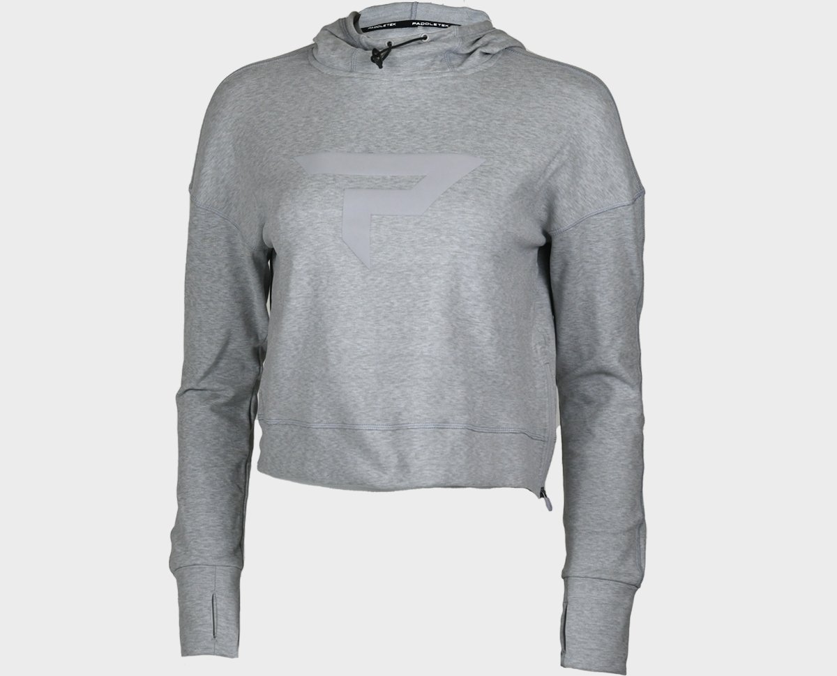 Women's Fleece Cropped Hoodie - Heather Grey - Front View - Small Size