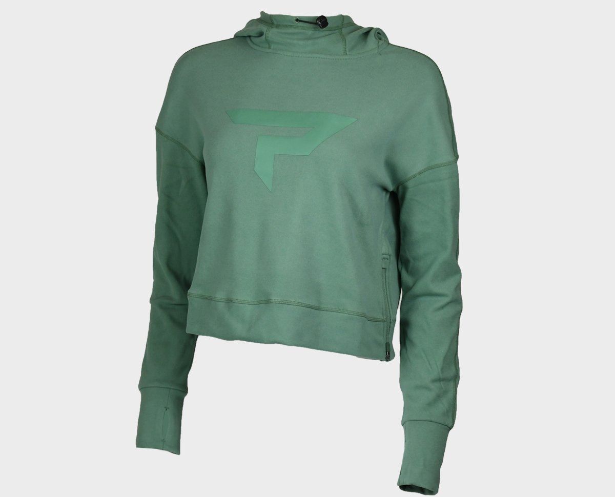 Women's Fleece Cropped Hoodie - Jade - Front View - Medium Size