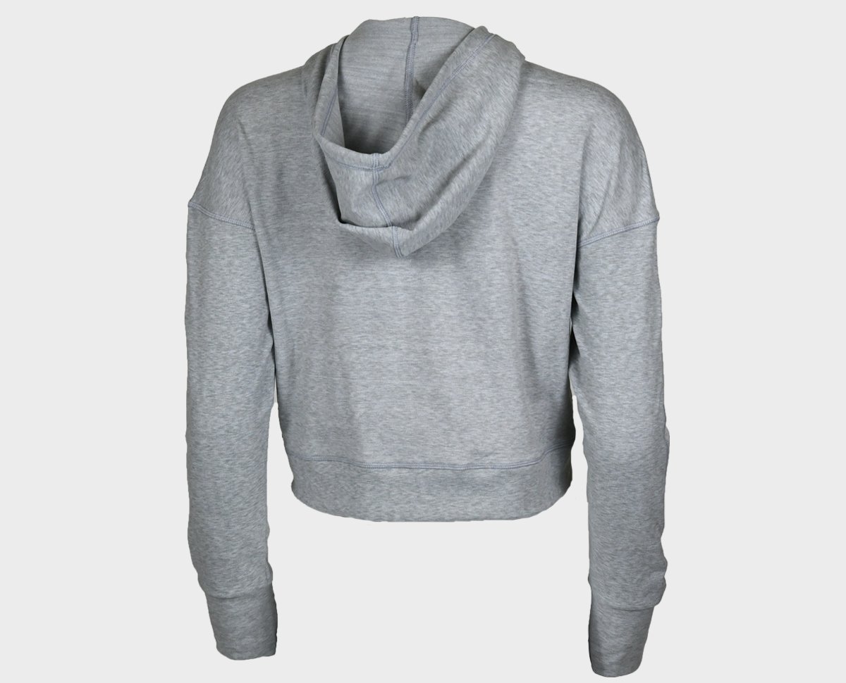 Women's Fleece Cropped Hoodie - Heather Grey - Back View - Medium Size