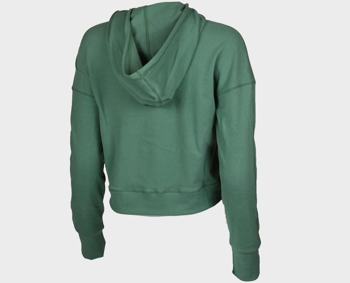 Women's Fleece Cropped Hoodie - Jade - Back View - Extra Large Size