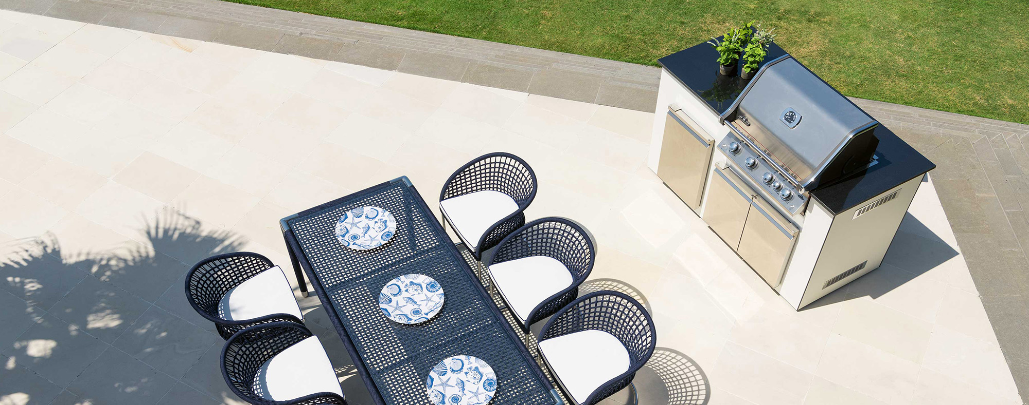 Outdoor dining tables and grill