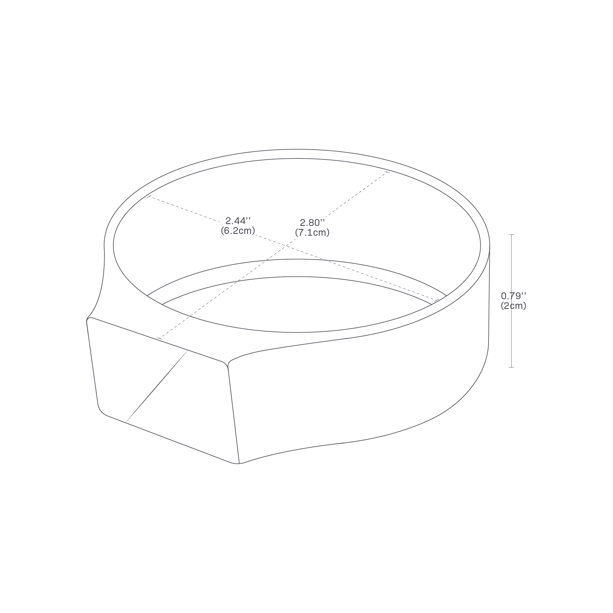Detailed dimensions image of the magnetic bottle holder featuring the dimensions L 2.8 x W 2.44 x H 0.79 inches.