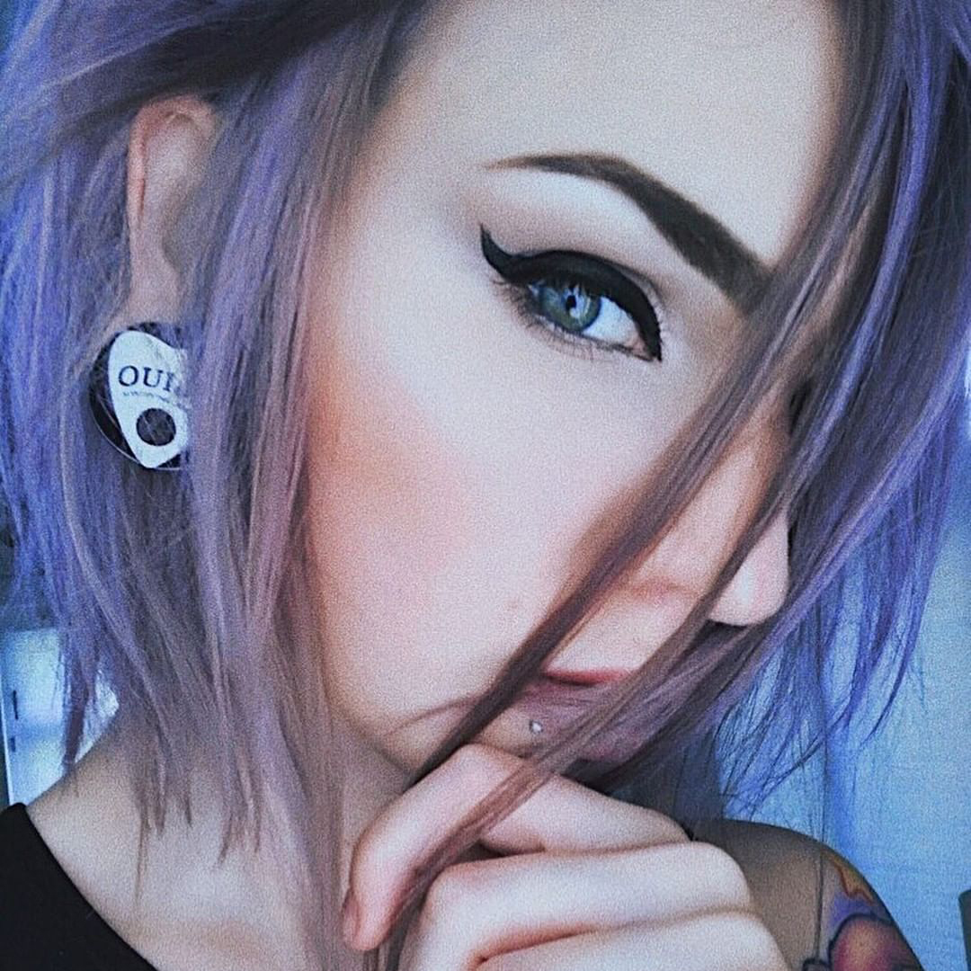 Girl wearing alternative  Ouija Stainless Steel Tunnel