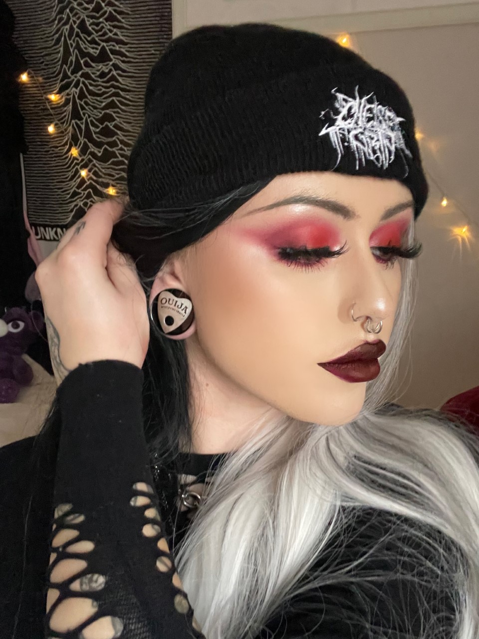 Girl wearing spooky  Ouija Stainless Steel Tunnel
