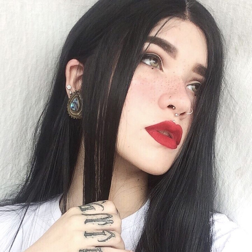Girl wearing pretty  Brass Abalone Teardrop Plug - Metal Plug / Gauge